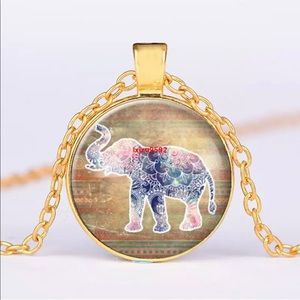 NEW Elephant Nature Necklace Gold Colorful Gift